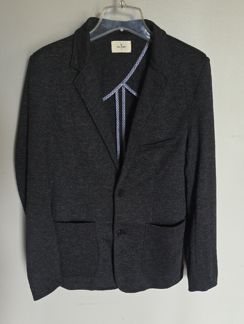 Civil Society Dark Charcoal Knit Blazer - Two-Button Sport Coat